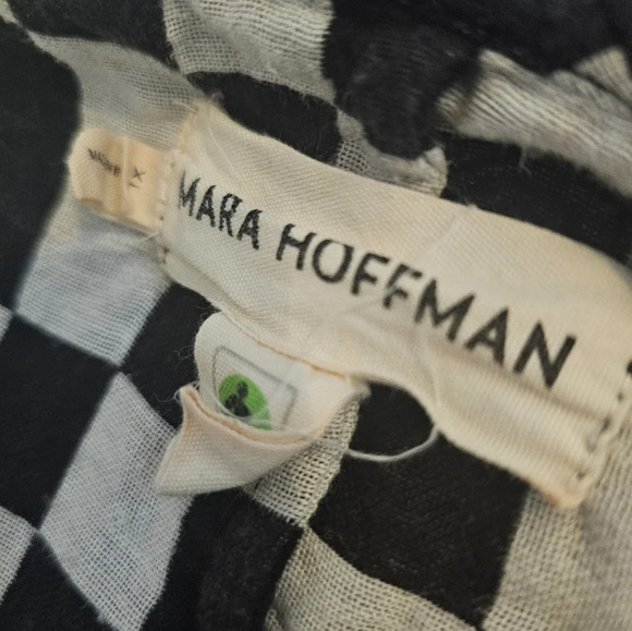 *host pick* sustainable Mara Hoffman black and white check plaid Phoebe dress XL - Picture 5 of 6